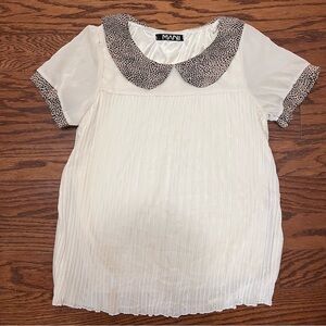 Vintage** White Blouse with Black Accents